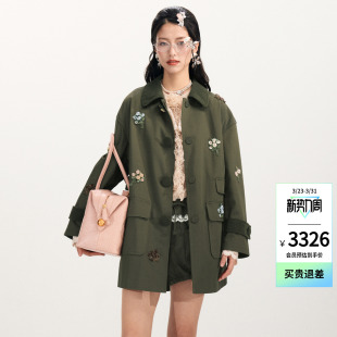 珠饰花束绣花风衣料工装 时尚 外套上衣女 新款 lefame拉飞姆2026春季