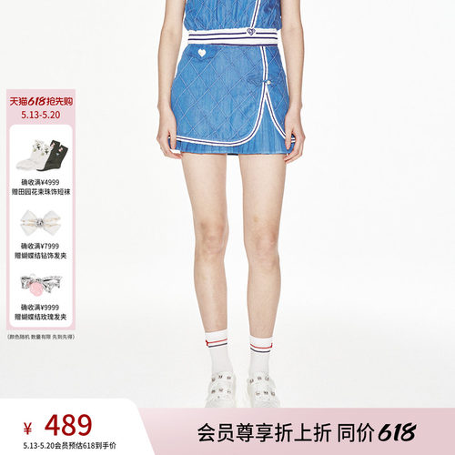 lefame短款小A摆运动牛仔风半裙