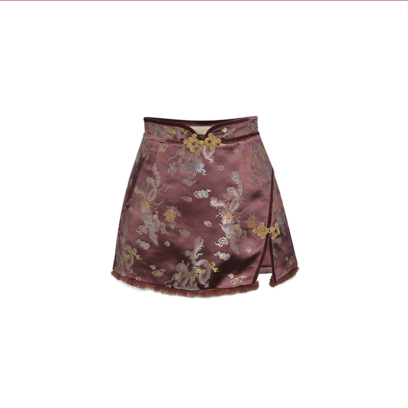 LE FAME/拉飞姆春秋季新款收腰提花裙裤短裤