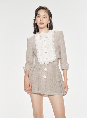 lefame拉飞姆秋季复古浪漫女仆领洛可可小香风短外套