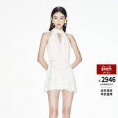 lefame拉飞姆夏季 裙华丽雪纺V领露肤连衣裙女 无袖 修身 短款