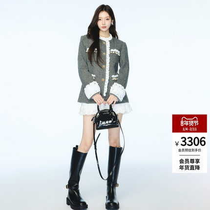 【沈月同款】lefame拉飞姆秋季洛可可小香风绵羊毛外套上衣千金风