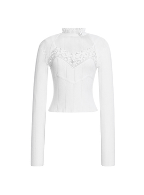 lefame拉飞姆冬季假两件心机感打底衫针织长袖上衣内搭薄款显瘦女