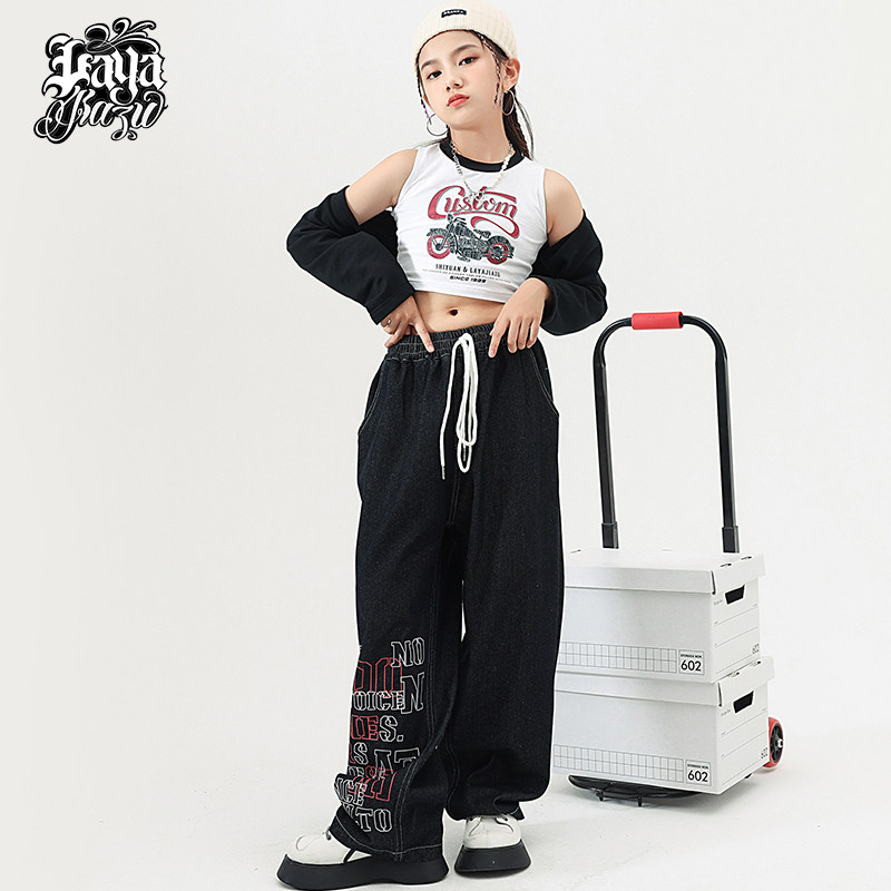 儿童爵士舞演出服装女童元旦时髦上衣套装少儿jazz流行舞表演潮服