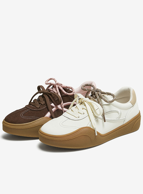 百思图25秋新款德训鞋红色赛车慢跑鞋鞋百搭运动女休闲鞋UUH01CM5