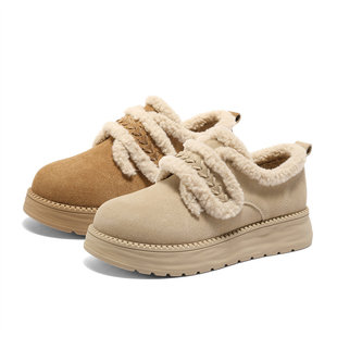 森达面包工坊牛皮毛毛鞋 ZTI49DM5 女25冬新舒适保暖厚底雪地靴棉鞋