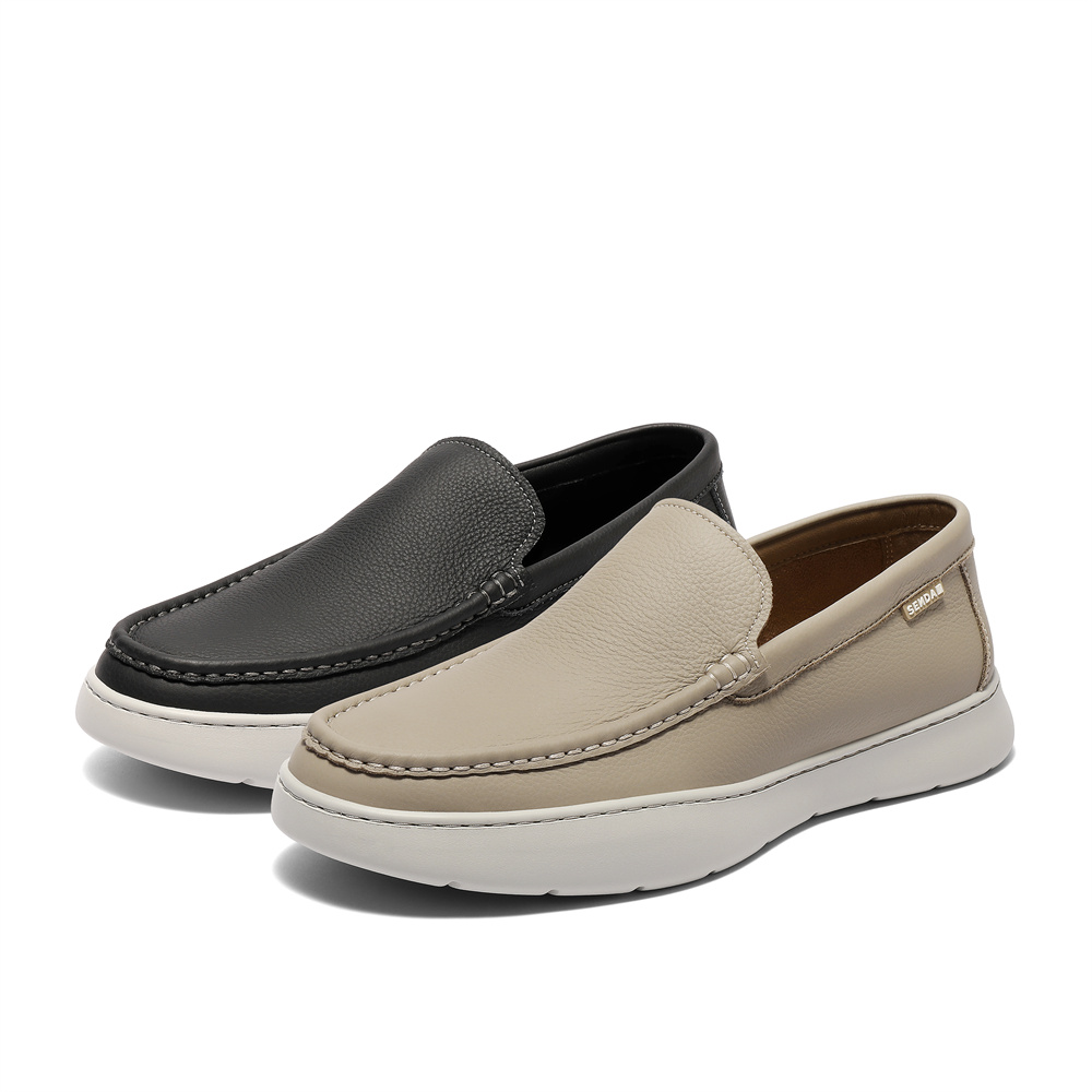 森达休闲皮鞋男2025夏新商场同款一脚蹬舒适厚底单鞋K4501BM5