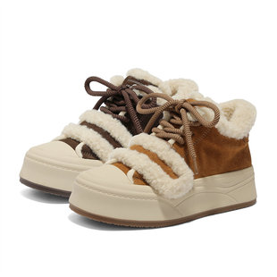 户外运动保暖毛绒休闲厚底短靴XUU01DD5 新款 森达毛毛鞋 女2025冬季
