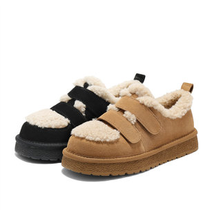森达面包工坊牛皮毛毛鞋 女25冬舒适保暖绒毛雪地靴ZTI27DM5 棉鞋