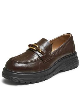 TATA他她女鞋25年秋商场同款时尚休闲 鞋黑色乐福鞋新款7PJA8CA5