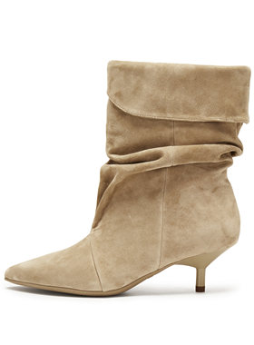 思加图2025新款巴黎之约复古长靴时装靴棕色细跟堆堆靴9S007DS5