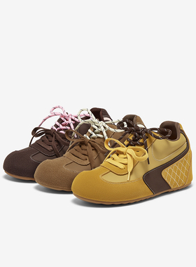 百思图2025秋季新款真皮厚底内德训鞋女休闲运动鞋A6650CM5