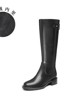 真美诗T台氛围2024冬新款品质胎牛皮显瘦长筒靴骑士靴女YUJ49DG4