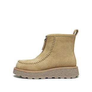 靴女L7708DD5 复古雪地靴加绒保暖短靴厚底时装 思加图2025冬季 新款