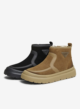 百思图25冬季商场新款加绒保暖雪地靴户外棉鞋厚底男短靴13531DD5