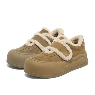 森达面包工坊牛皮毛毛鞋 女25冬新商场加绒户外厚底雪地靴XTX01DM5