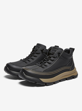 百思图25冬季新款加绒保暖运动马丁靴时尚户外棉鞋男低靴17830DD5