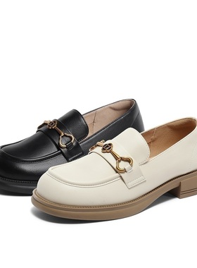 森达乐福鞋女2024春新商场同款舒适柔软马衔扣小皮鞋女鞋SXG01AA4