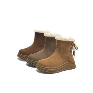 森达雪地靴女东北棉鞋 2025冬新牛皮保暖毛绒厚底休闲短靴ZTI50DD5
