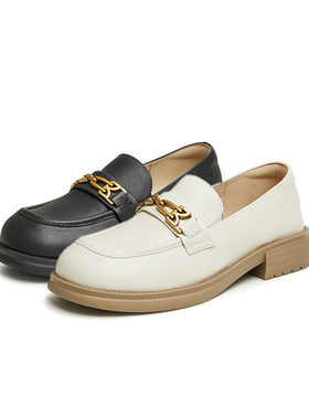 Tata他她法式气质乐福鞋女通勤浅口单鞋小皮鞋2024春新款7WX21AA4