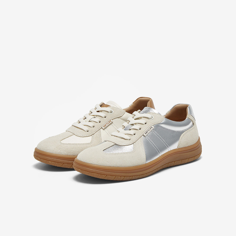 百思图2025春季商场新款复古运动银色德训鞋平底女休闲鞋VWH26AM5,女鞋,德训鞋,淘宝优惠券,粉丝福利购,淘宝优惠卷