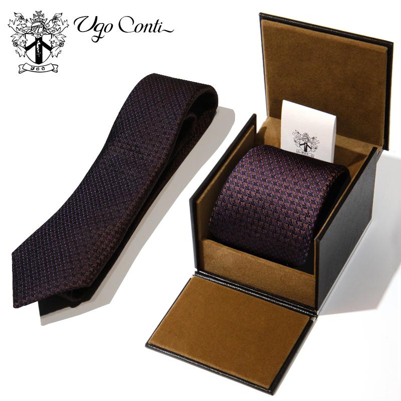 意大利原装红咖色真丝领带男