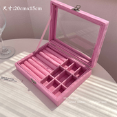 网红开窗透明首饰收纳盒防尘大容量高档小精致饰品耳饰盒子防氧化