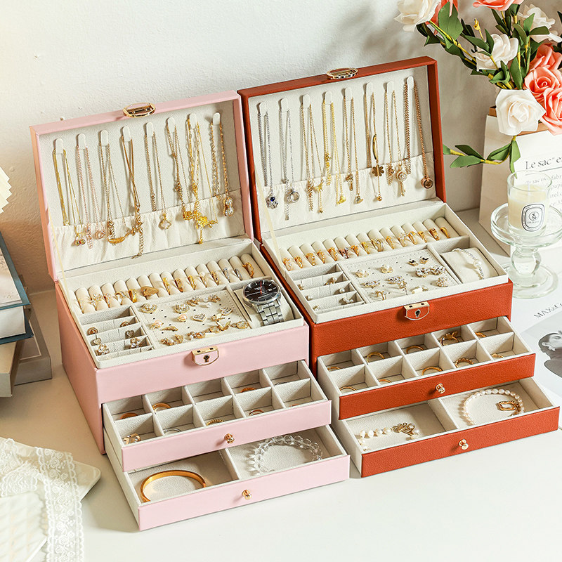 首饰收纳盒高档精致项链耳环
