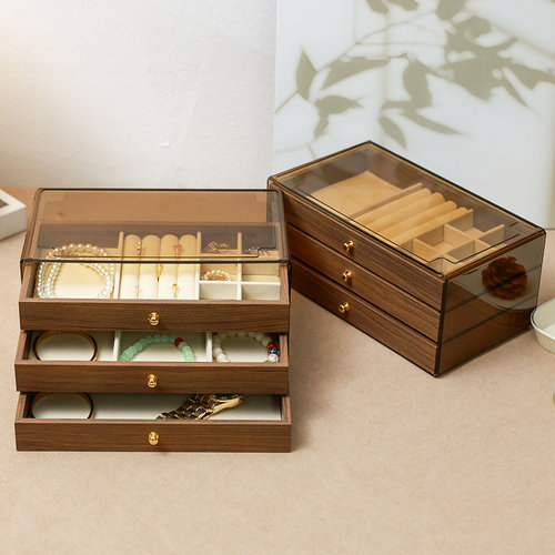 首饰收纳盒高档精致大容量胡桃木