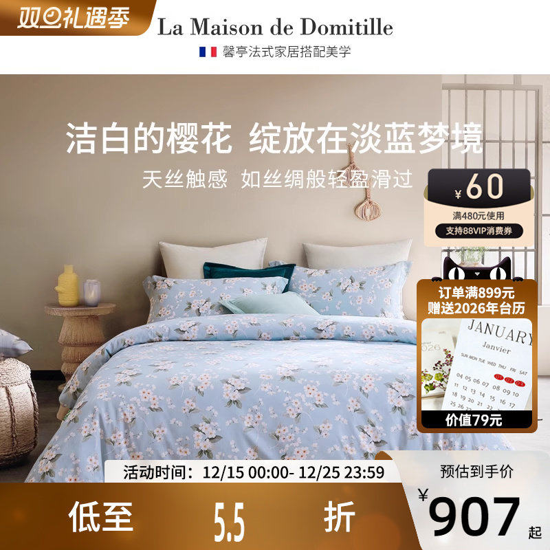 馨亭2025夏季四件套轻奢法式天丝棉被套轻奢裸睡件套床上用品欧贝