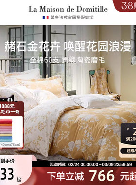 馨亭2025秋冬60S陶瓷磨毛加厚四件套全棉保暖被套床上用品木兰