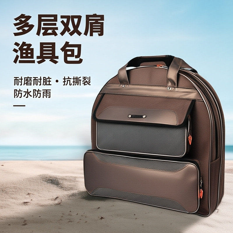 界者渔具包鱼护包背包两三层加厚防水鱼具包硬壳渔护包双肩钓鱼包