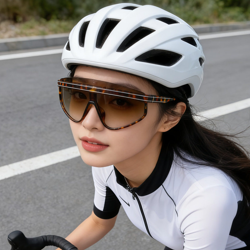 界者欧美运动太阳镜男女时尚炫彩墨镜玳瑁个性大框豹纹框骑行眼镜