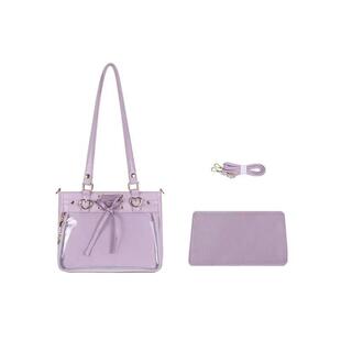 紫色痛包丝带蝴蝶结痛包日常百搭缎面斜挎单肩二次元吧唧女包大容