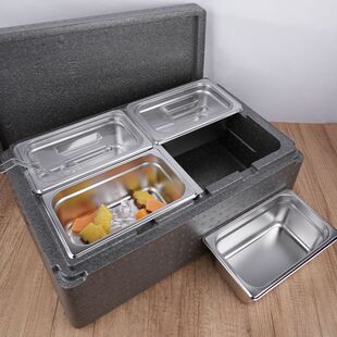 网红冰粉小料冰淇凌水果捞保冷箱配透明盖食品快餐保温箱商用摆摊