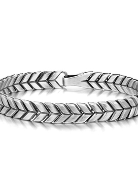 独特纯银手链独特麦穗纯银手链男士潮流个性复古简约百搭男款手环