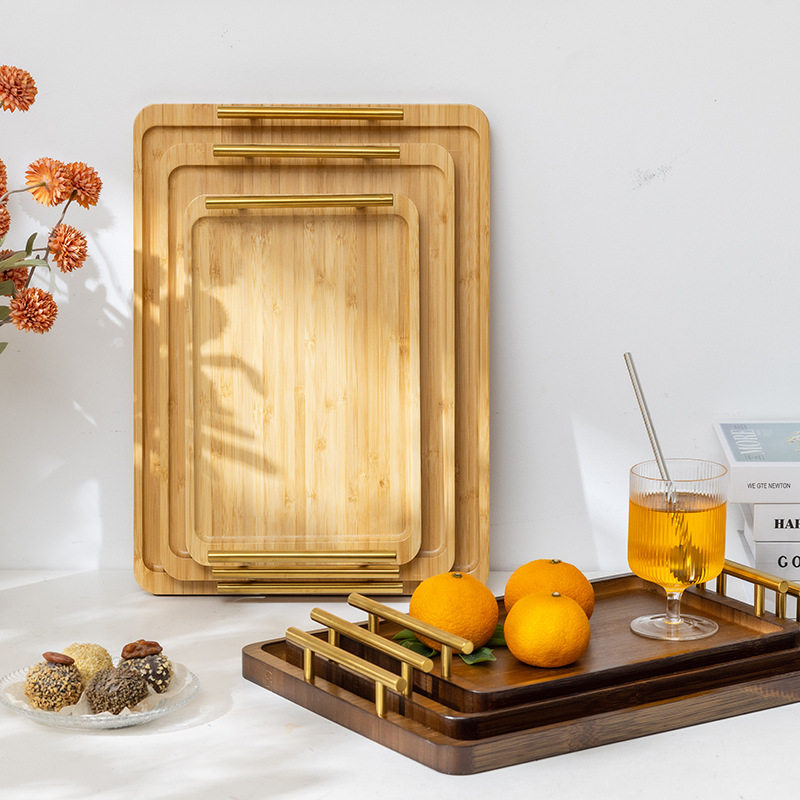 全竹托盘长方形茶盘商用带把手中式手提家用水杯酒店餐盘大小盘子,收纳整理,收纳盘,淘宝优惠券,粉丝福利购,淘宝优惠卷