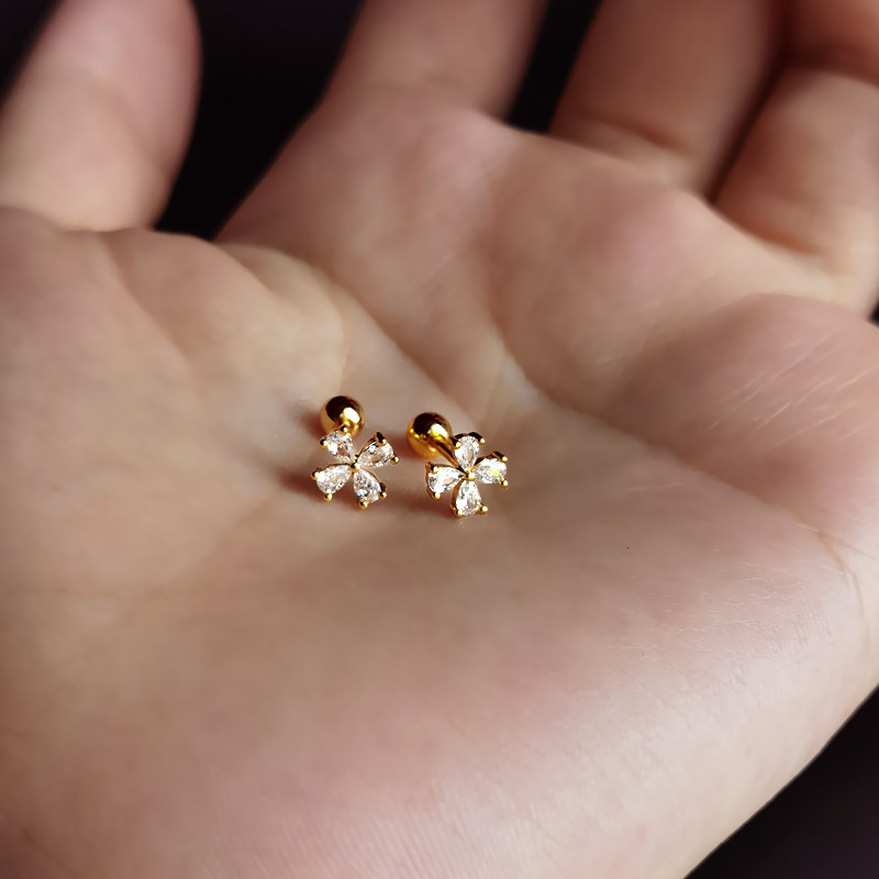 花朵四叶草耳钉女纯银针养耳洞高级感轻奢设计感精致耳饰耳骨钉,饰品/流行首饰/时尚饰品新,耳钉,淘宝优惠券,粉丝福利购,淘宝优惠卷