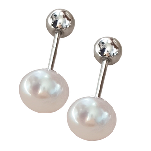 淡水真珍珠耳钉女纯银针螺丝拧扣高级感养耳洞小耳骨钉耳蜗钉