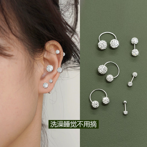 双耳洞耳蜗耳骨钉女超闪螺丝拧扣