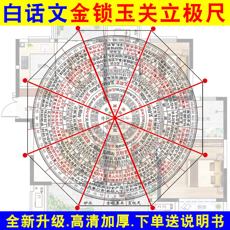 加厚专业金锁玉关立极尺砂水吉凶