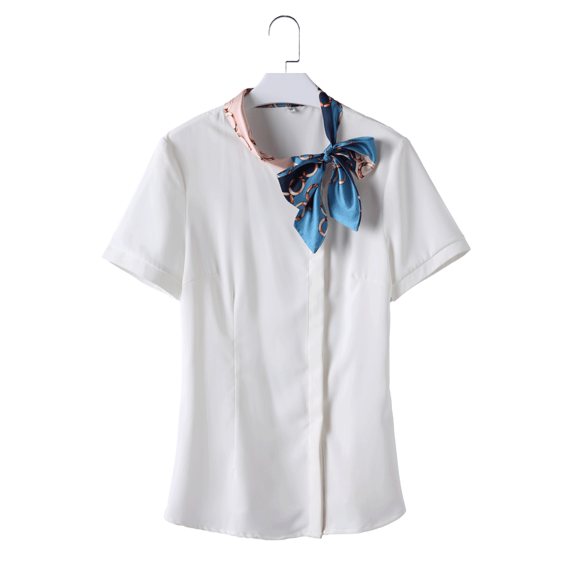 白色衬衫女短袖酒店前台收银工装夏季餐饮饭店前厅服务员工作服女
