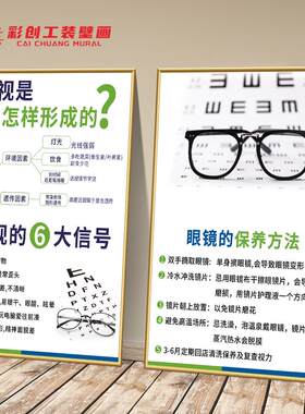 近视眼睛店室内广告装饰贴画视力矫正科普讲解墙面上海报挂图kt板