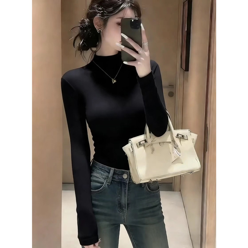 2026春秋新款打底衫女半高领纯色修身T恤性感复古显瘦时髦内搭,女装/女士精品,大码内搭,淘宝优惠券,粉丝福利购,淘宝优惠卷