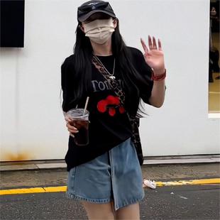 软糯舒适慵懒风体恤上衣 纯棉美式 宽松百搭短袖 t恤女2025夏季 新款