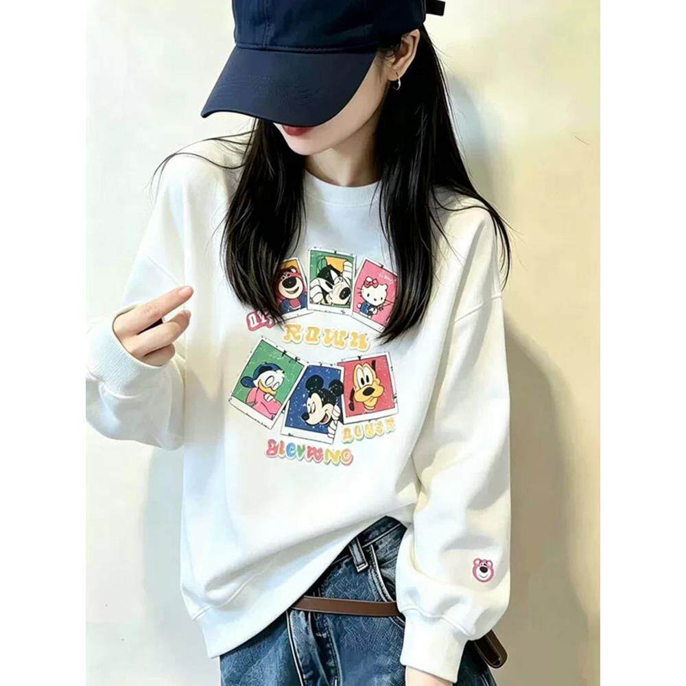 美式趣味卡通合集印花圆领卫衣女秋冬新款可爱减龄慵懒风长袖上衣