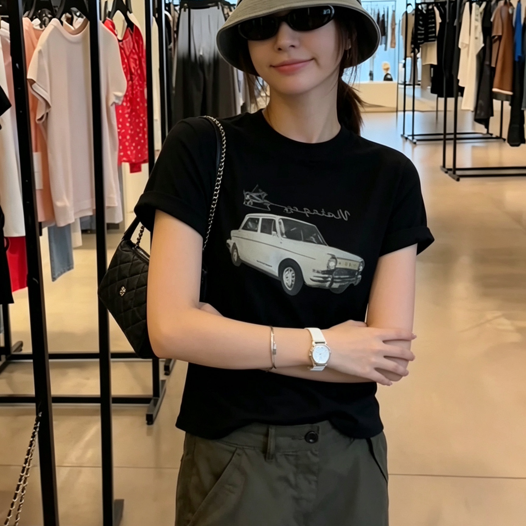 美式复古超火纯棉时髦短袖t恤2026夏季女装爆款做旧汽车印花上衣
