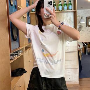 今年流行漂亮上衣 美式 白色t恤女2025年新款 夏季 纯棉宽松显瘦短袖