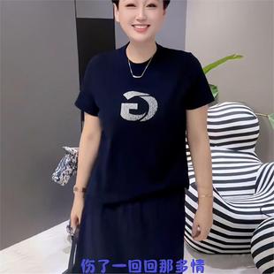 正肩短袖 美式 夏季 甜辣洋气减龄设计感纯棉半袖 t恤女 上衣2025新款