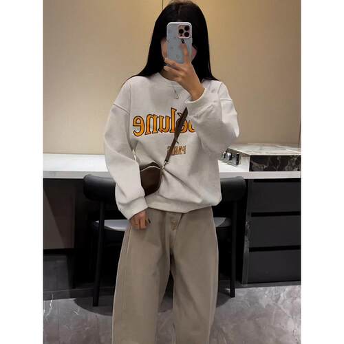 小香学院风慵懒圆领卫衣女